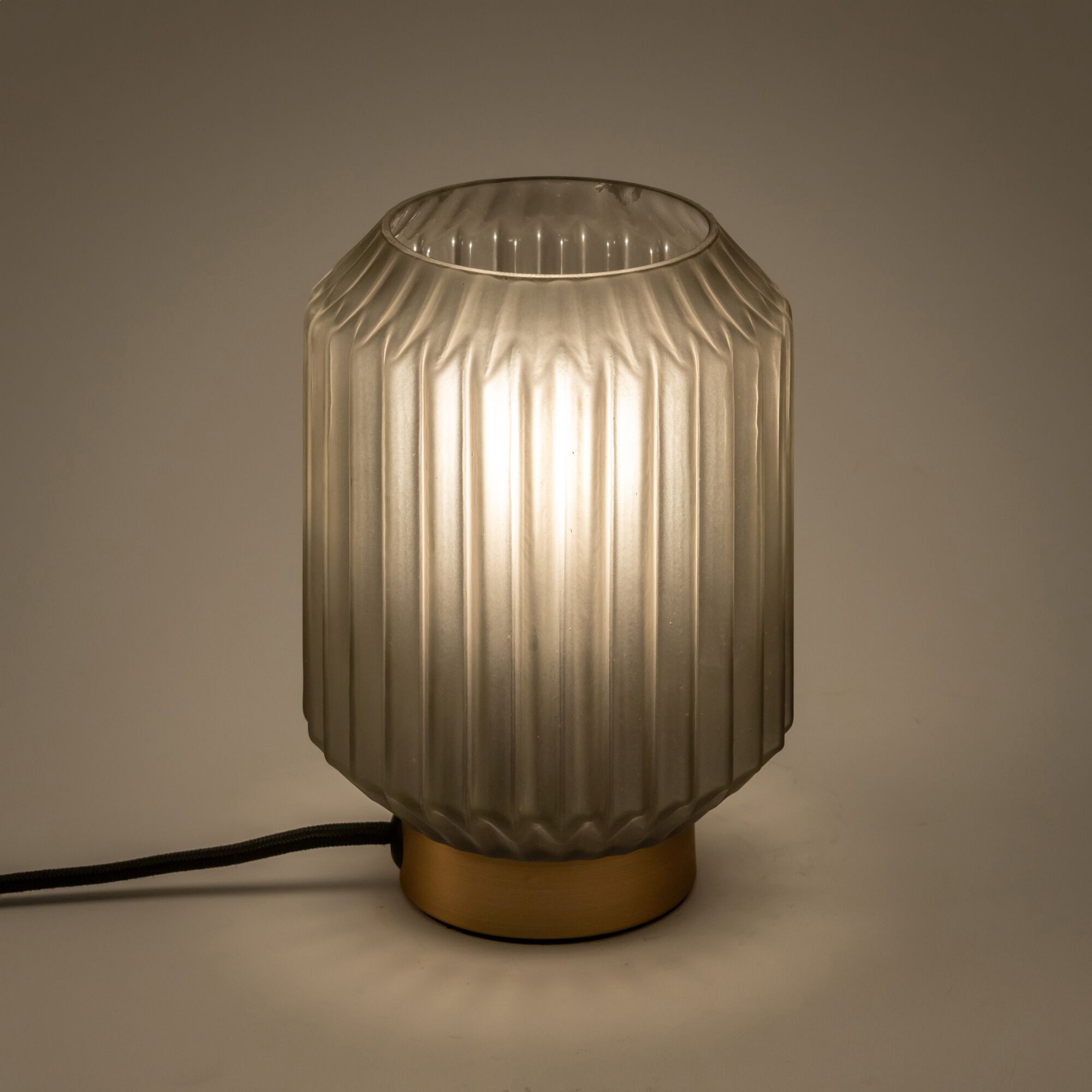 SUENO - Lampe de table en verre et acier H17cm - gris