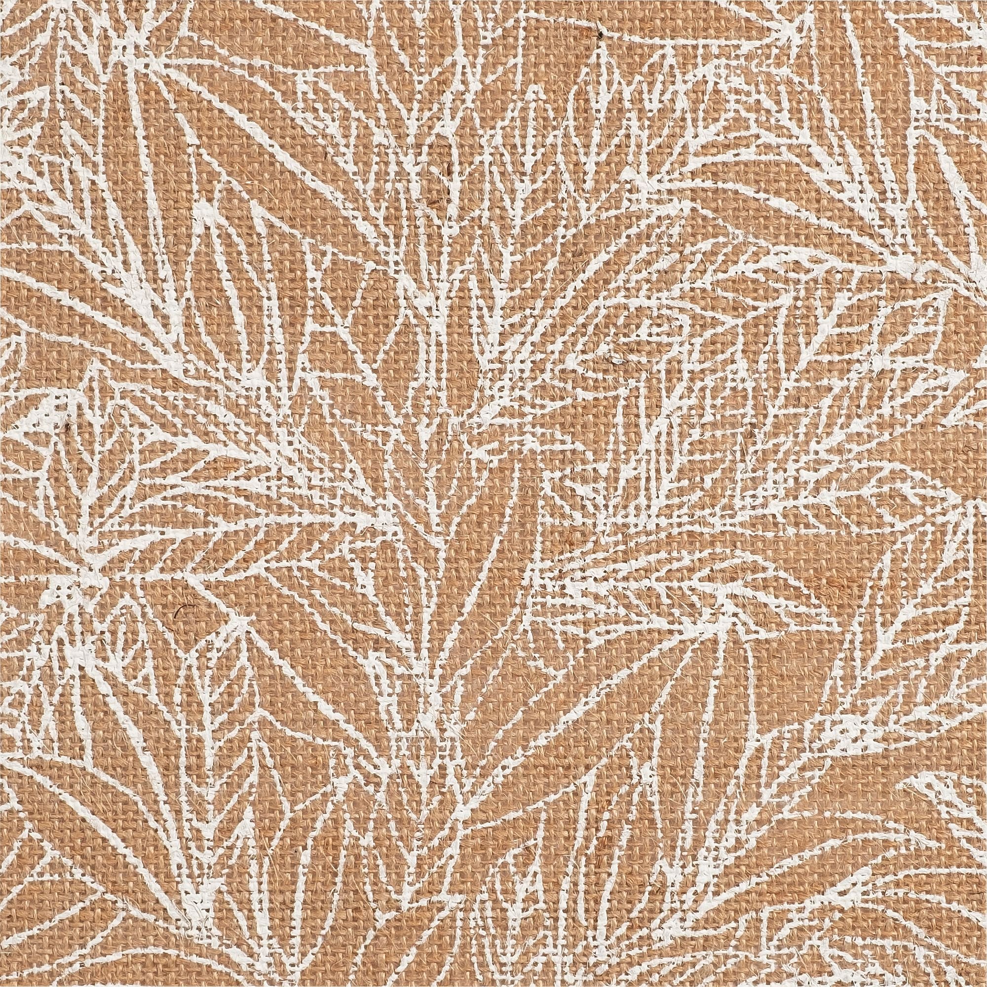 UZES - Lot de 4 sets de table motif laurier en jute 30x45cm - naturel