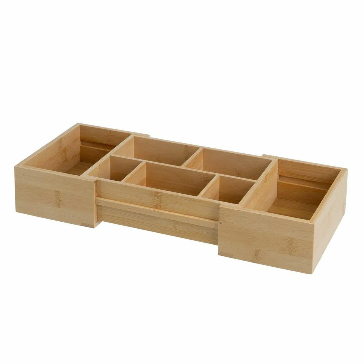 Organizer rozsuwany bambusowy 24x17x7 cm brązowy
