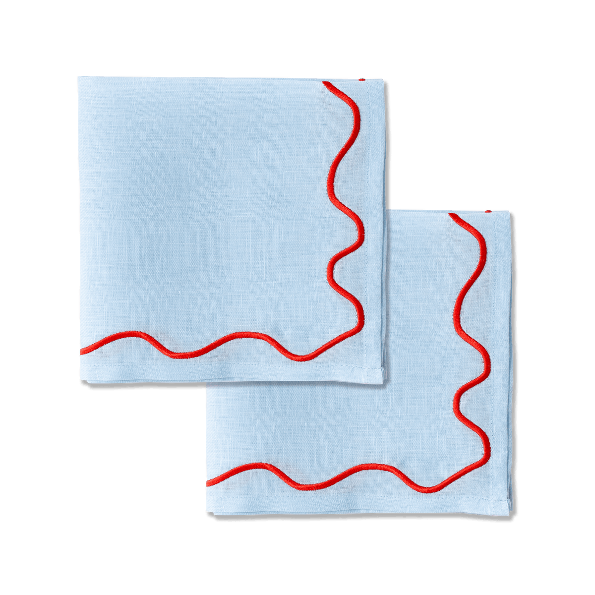 Kulu Club servetten Wavy - 100% linnen - blauw - set van 2