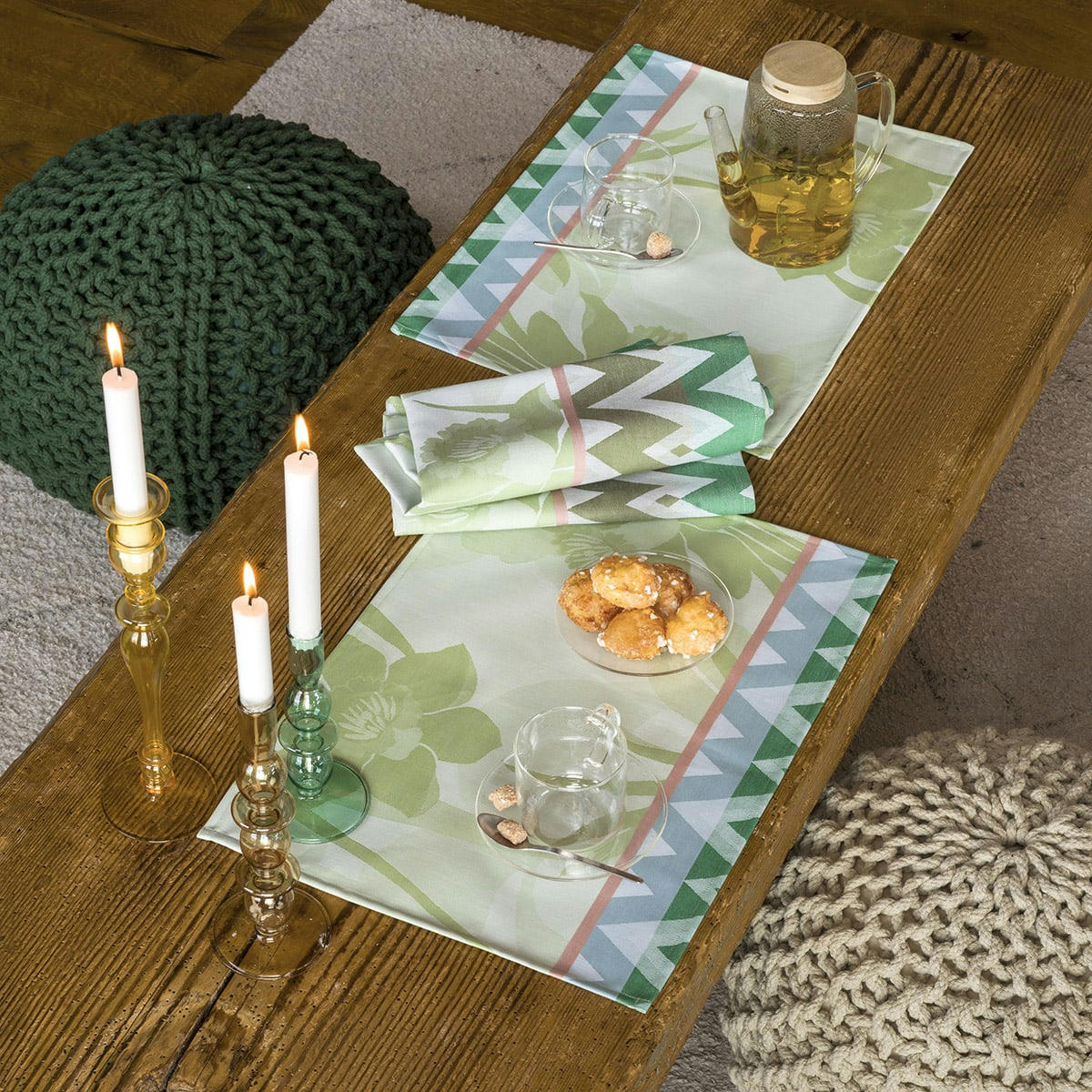 LA VIE EN VOSGES - Serviette en coton jonquille 58 x 58