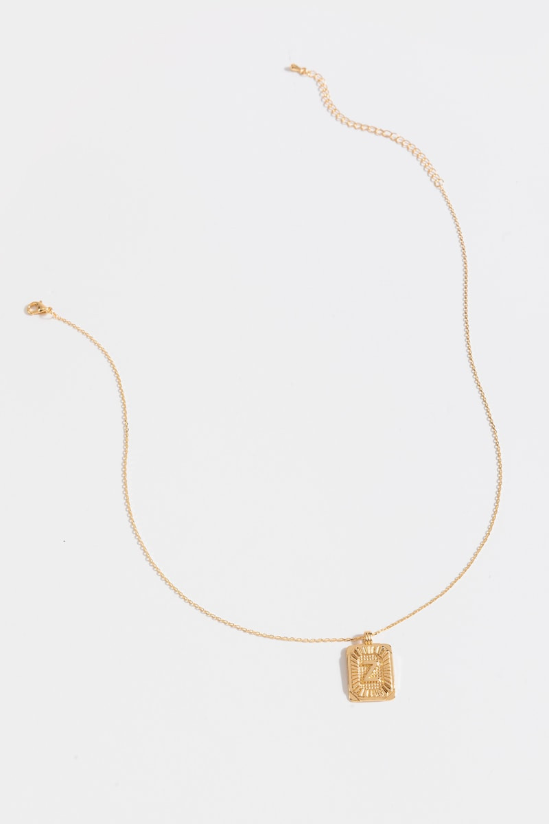 Initial ID Tag Pendant Necklace