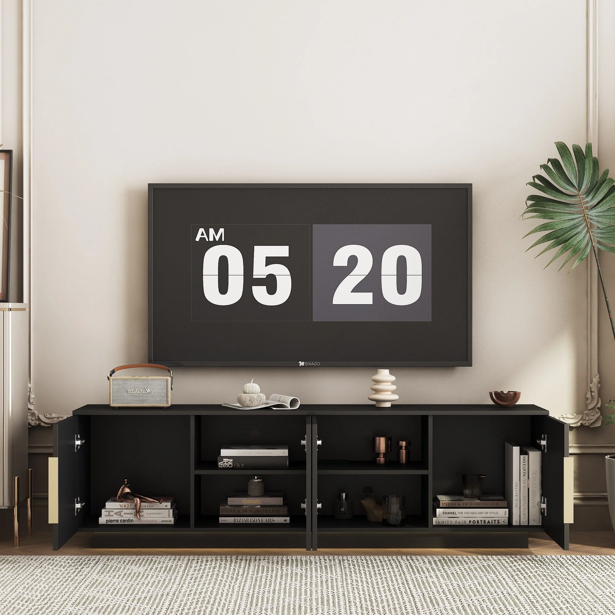 TV Stand with 16 Color LEDs,68 Modern TV Stand, TV Cabinet Entertainment Center for 55 60 65 Inch TV