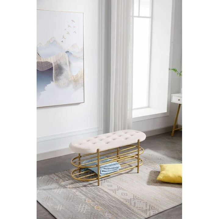 Modern Footrest Ottoman Stool Makeup Soft Living Room Bedroom Entrance