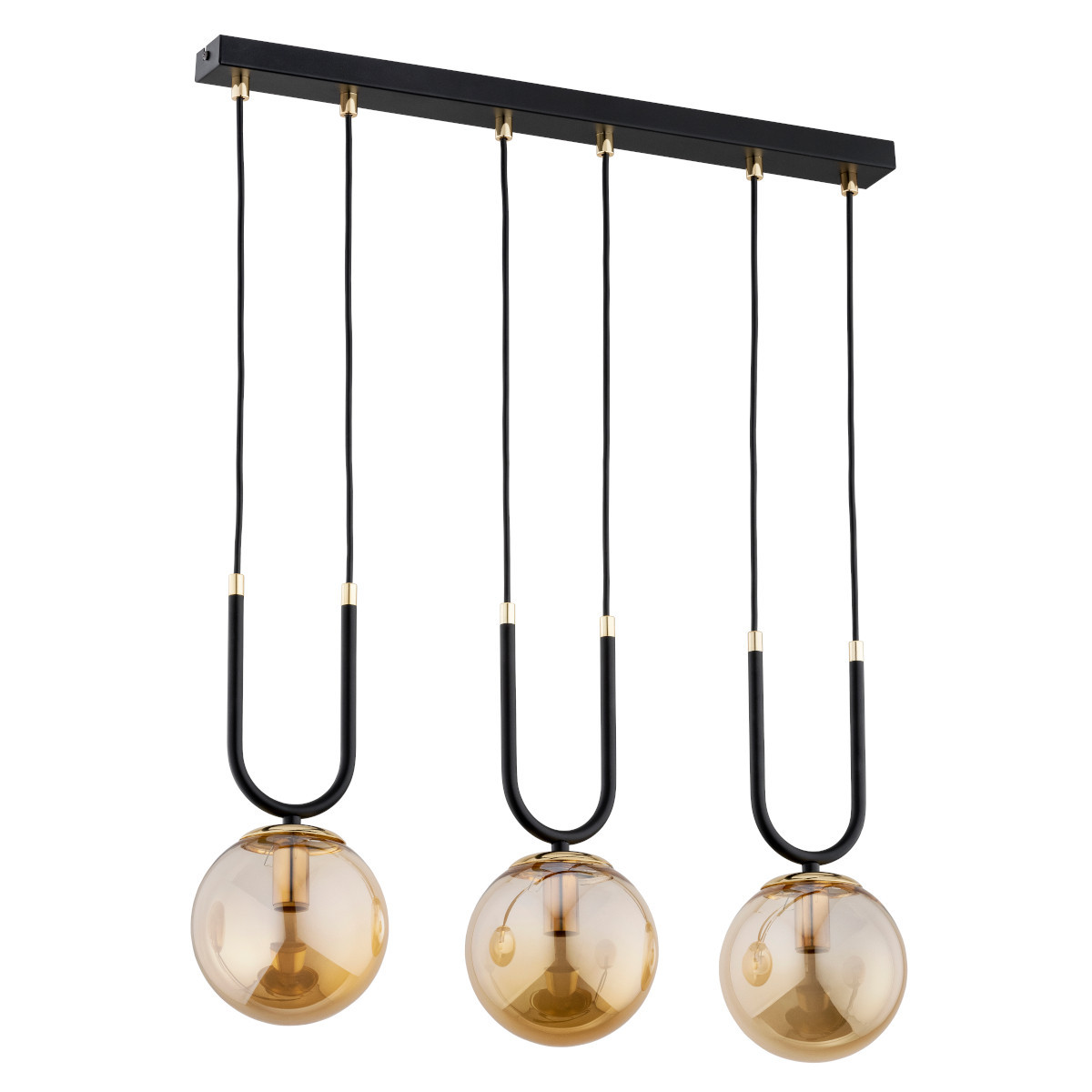 Lampa wisząca czarno-bursztynowy-złota GEMMA 3xE14x10W Alfa
