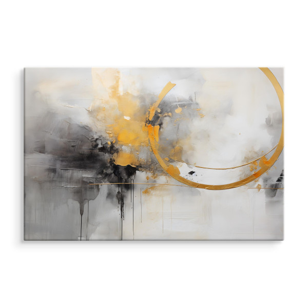 Obraz Czarno-Żółty Abstrakcyjny Malunek 30x20cm