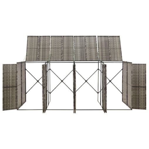 NNEVL Quadruple Wheelie Bin Shed Grey 274x80x117 cm Poly Rattan