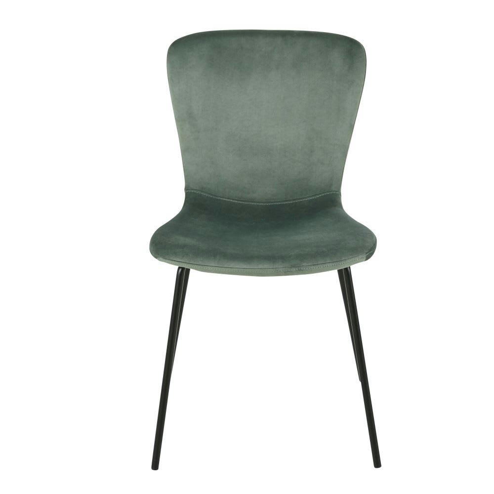 Mira - Chaise en velours bleu céladon