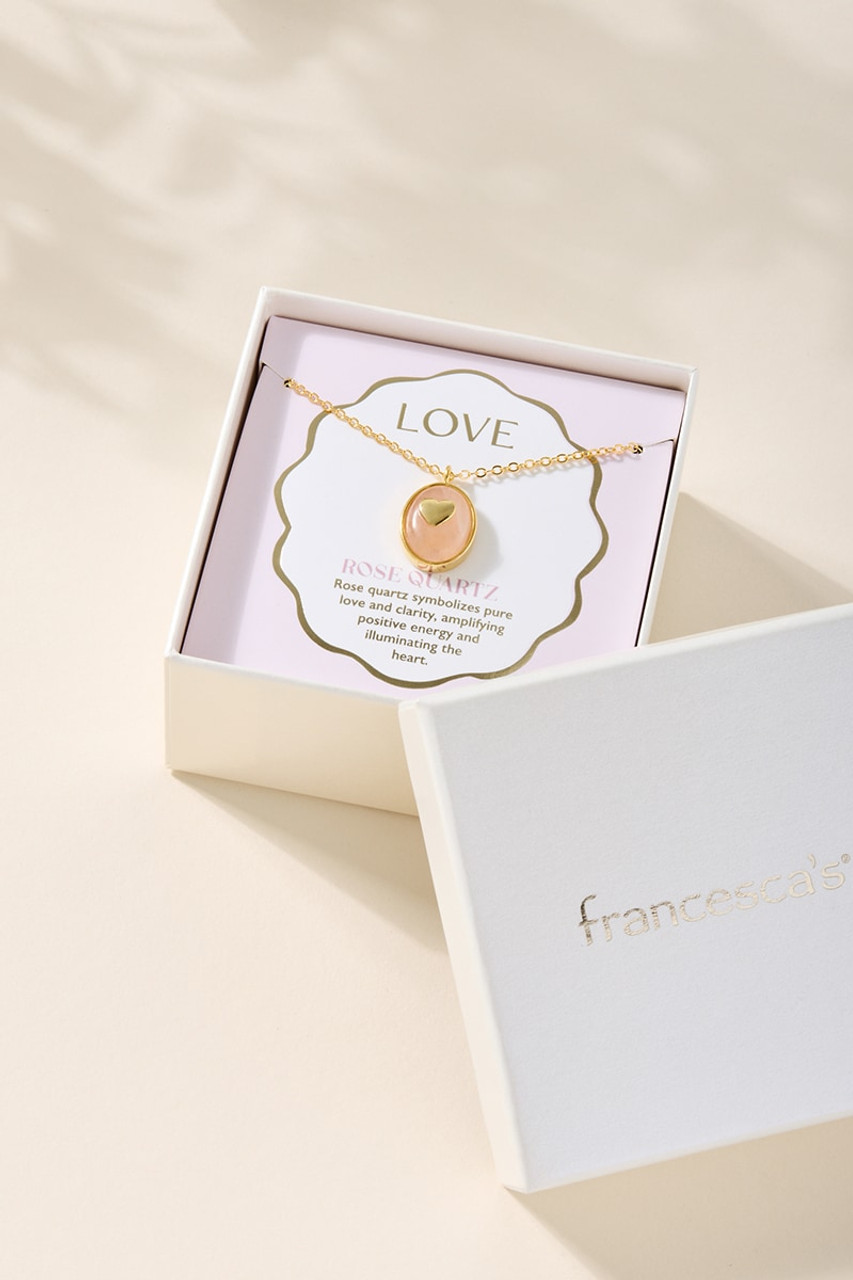Love Rose Quartz Cross Pendant Necklace