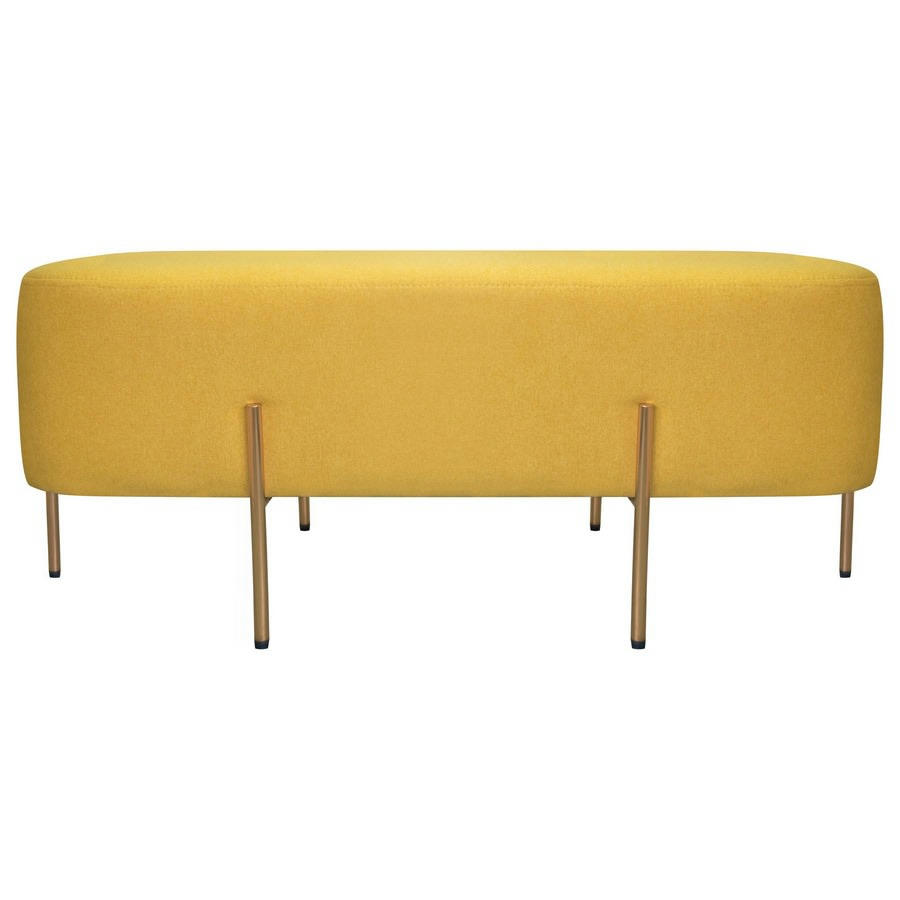 KATE - Pouf rectangulaire ocre pieds dorés