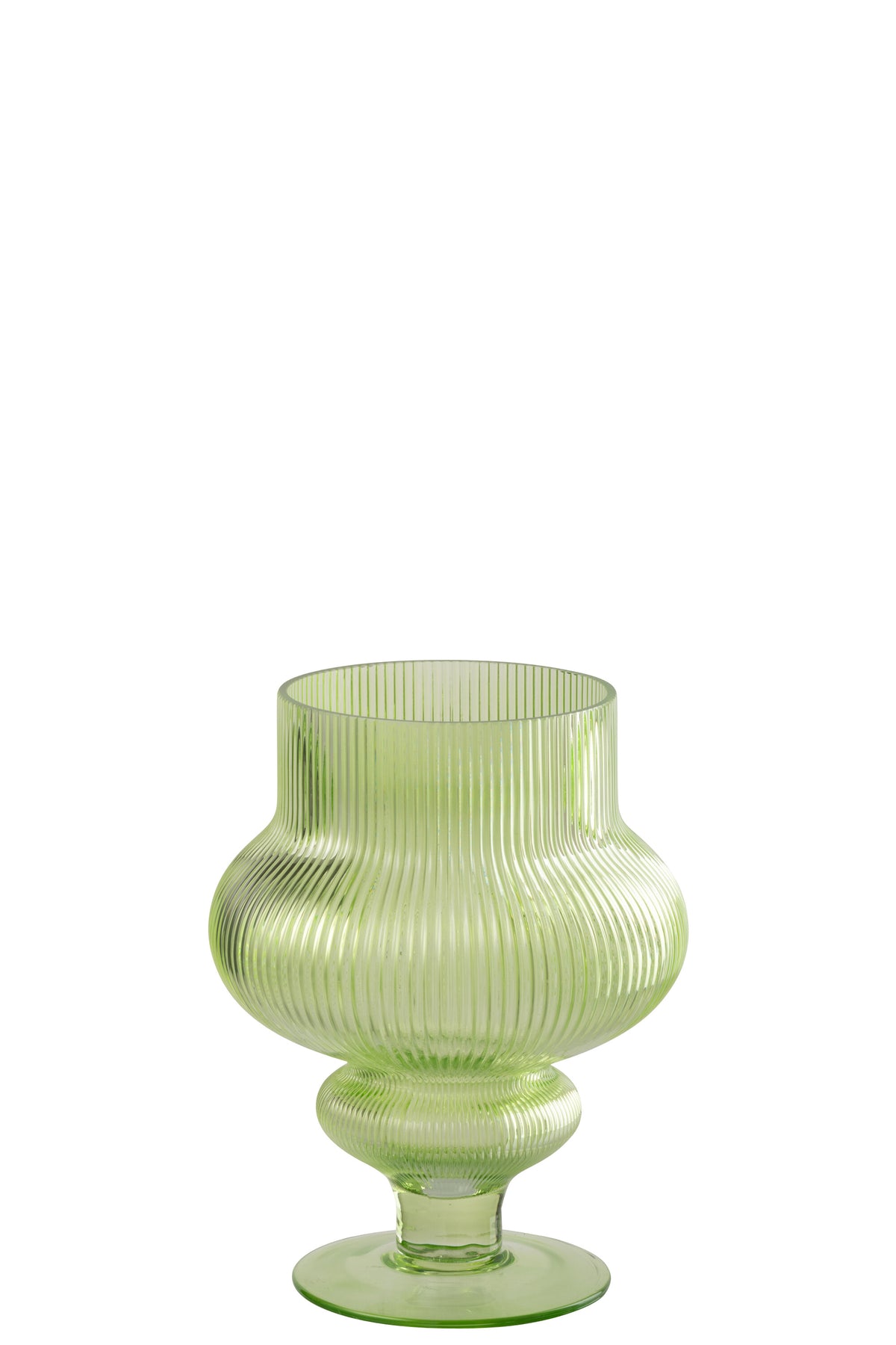 J-Line vaas Ada Geribbeld - glas - groen - small