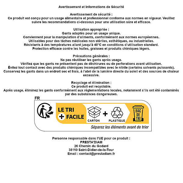 1000 Gants Vinyle Micro Poudrés Taille L (8/9) Résistants, Confortables et Polyvalents pour Usage Alimentaire - D-Work
