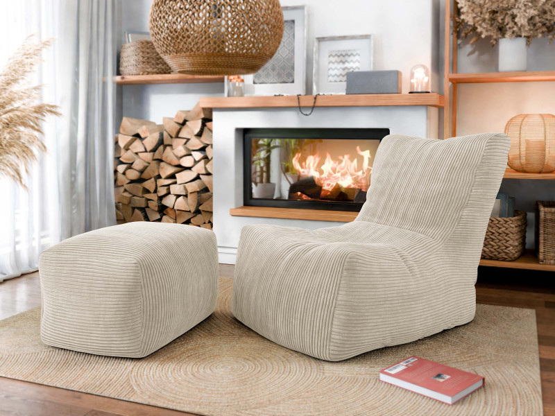 Fotel Rest Sztruks z podnóżkiem Easy Sztruks