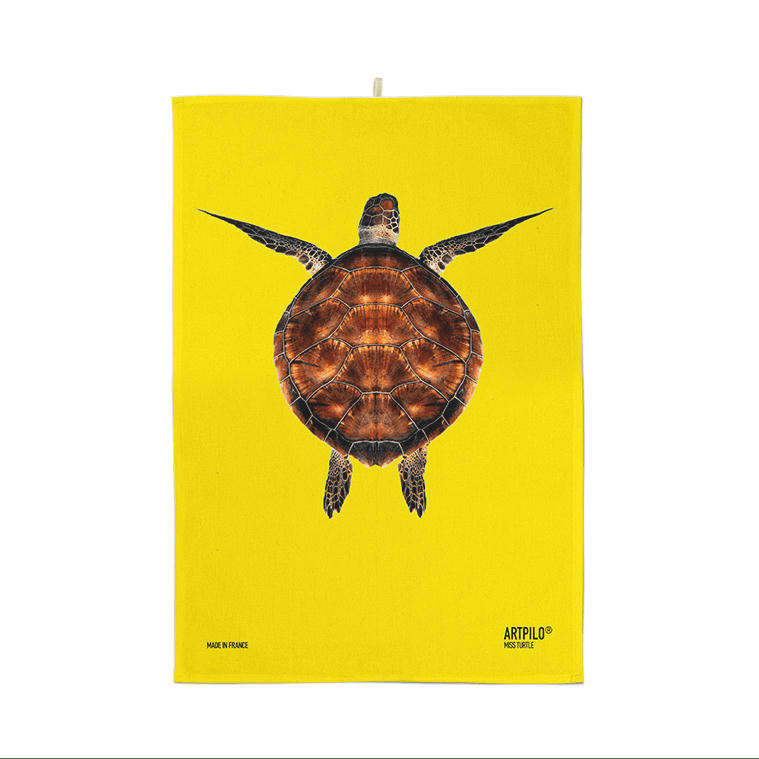 - Torchon déco poisson coton jaune