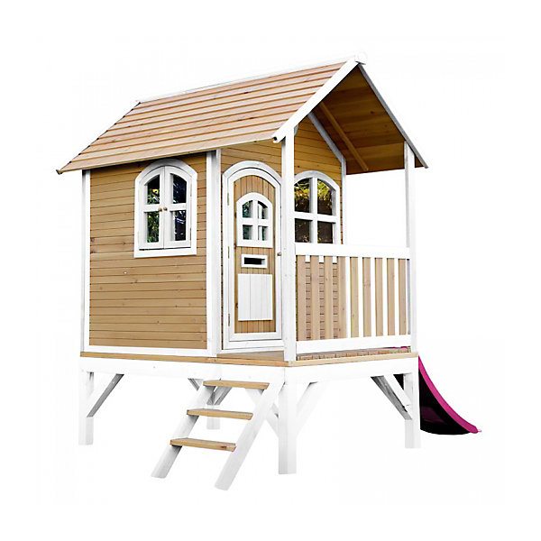 AXI Cabane enfant TOM Brun Blanc avec toboggan Rose