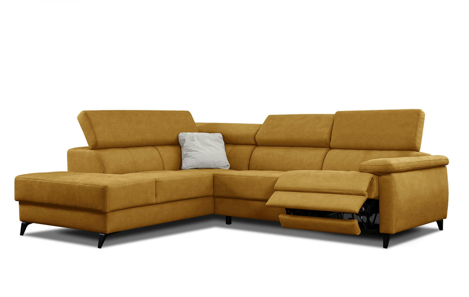 TAUNUS - Le canapé d'angle gauche 5 places jaune avec une relaxation