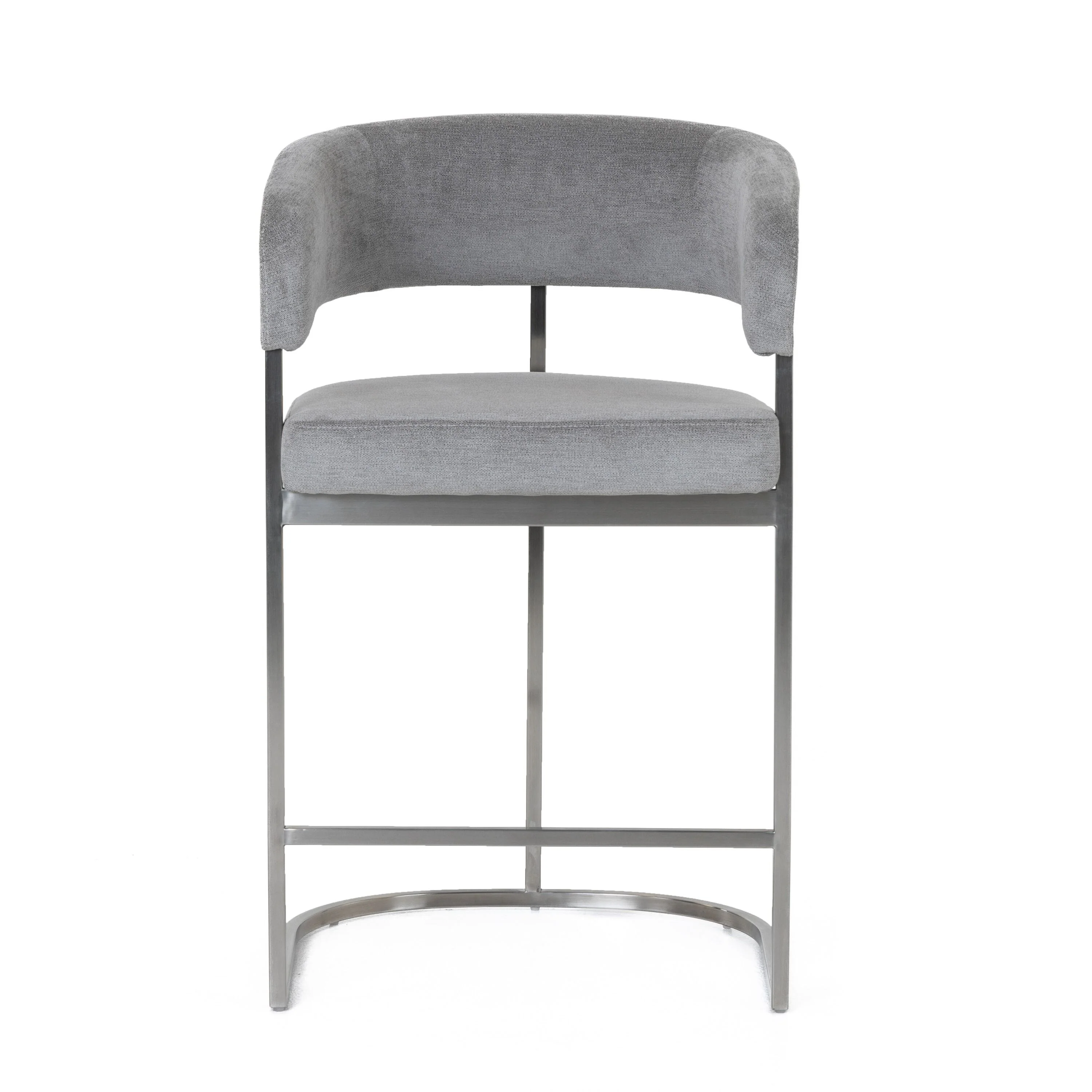 Modrest Sebastian Modern Grey Fabric & Stainless Steel Counter Chair
