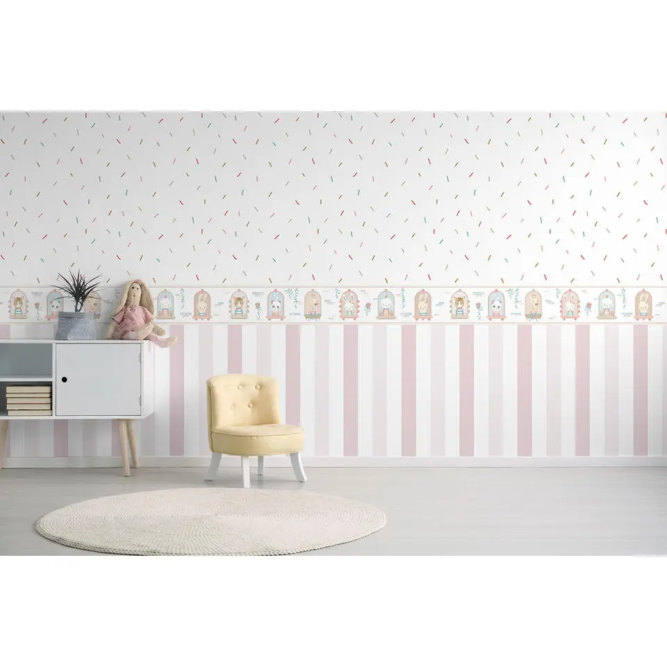 Sanders & Sanders behang strepen zacht roze en wit - 53 cm x 10 m