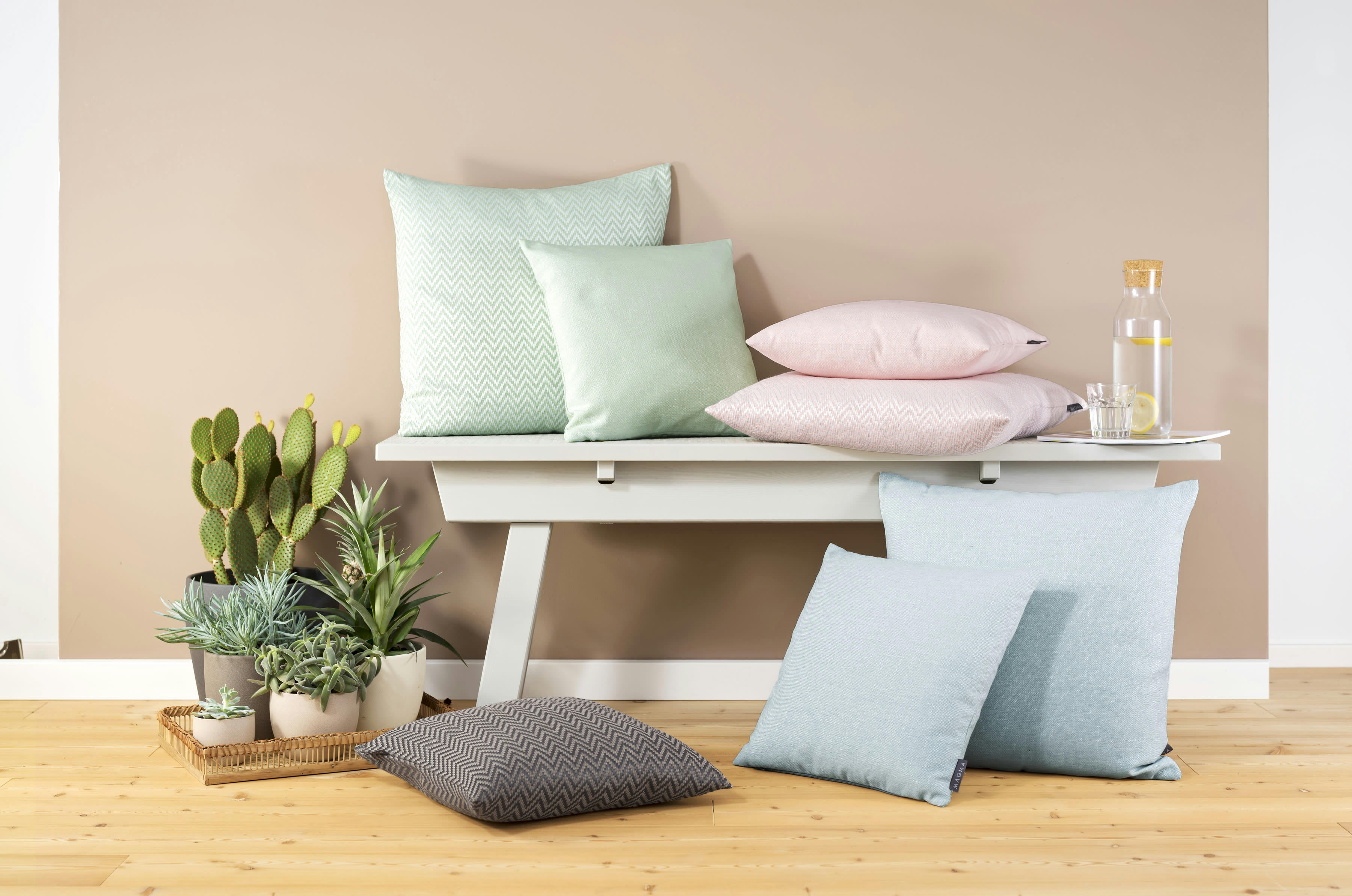 RIVA - Housses de coussin jacquard chiné bleu marine -Lot de 2-40x40