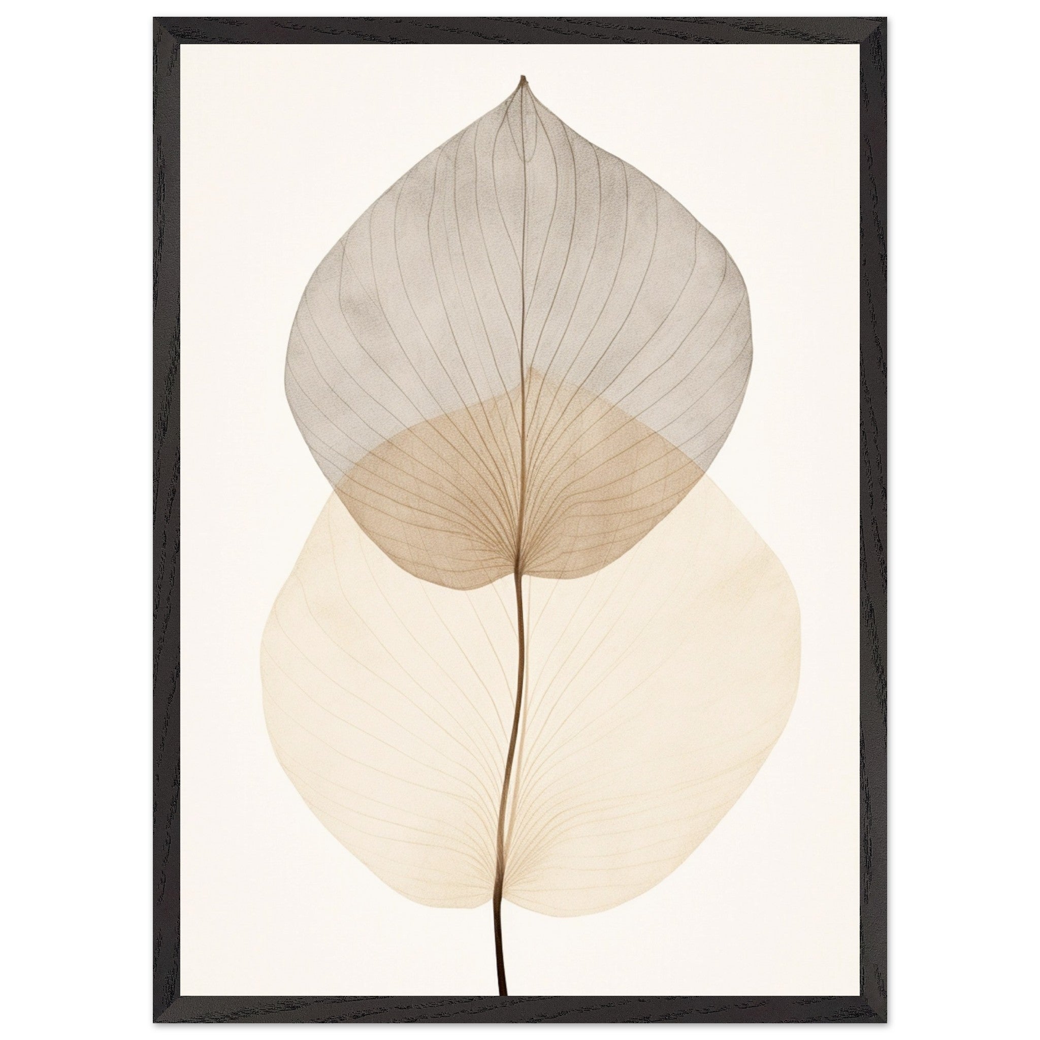 Artfulprints Poster met Lijst Japandi leaf  - 50x70 cm - Taupe