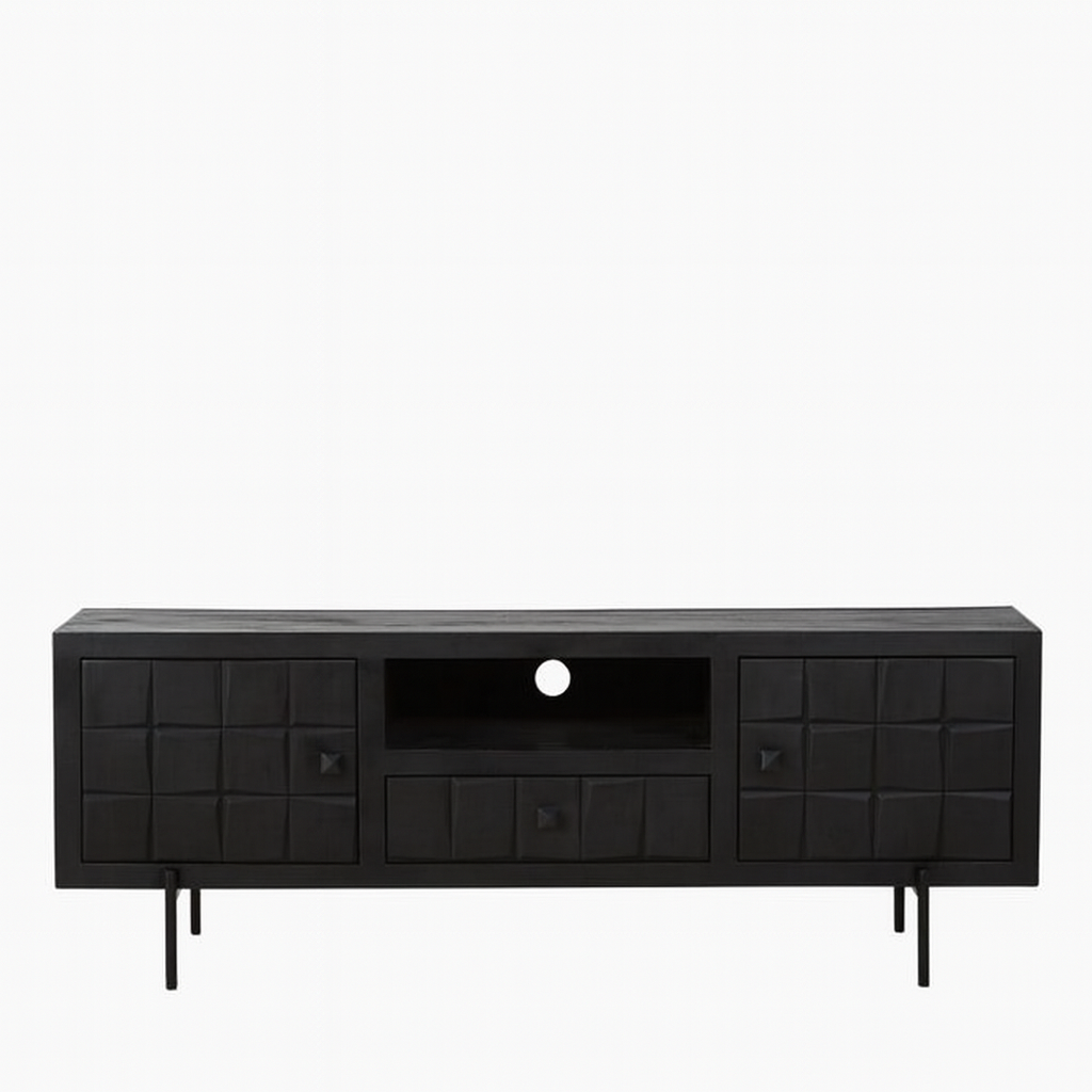 StarFurn Tv-Meubel Brandy - Zwart Mangohout - 180x40x55cm
