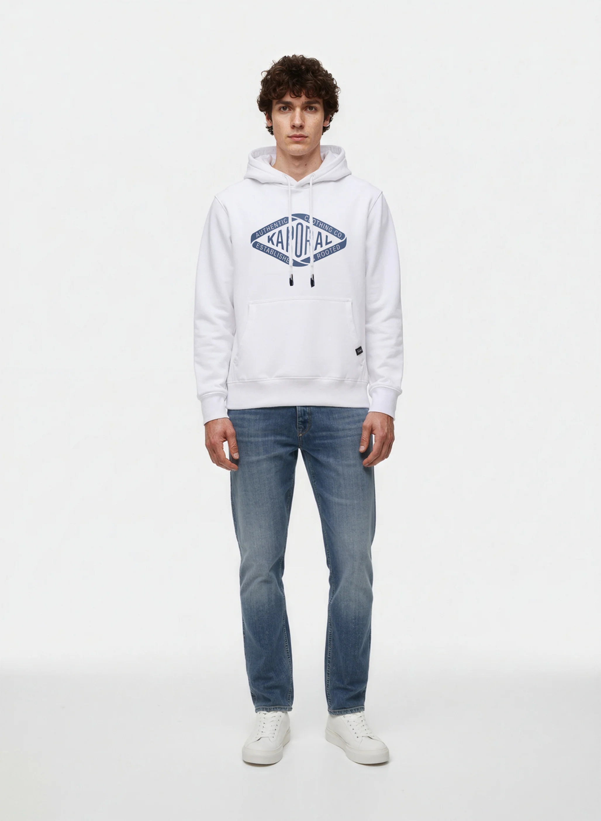 Sweat à capuche regular blanc coton polyester BENNI