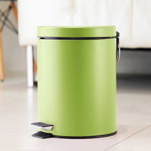 SOGA 2X Foot Pedal Stainless Steel Round Trash Bin Green 7L