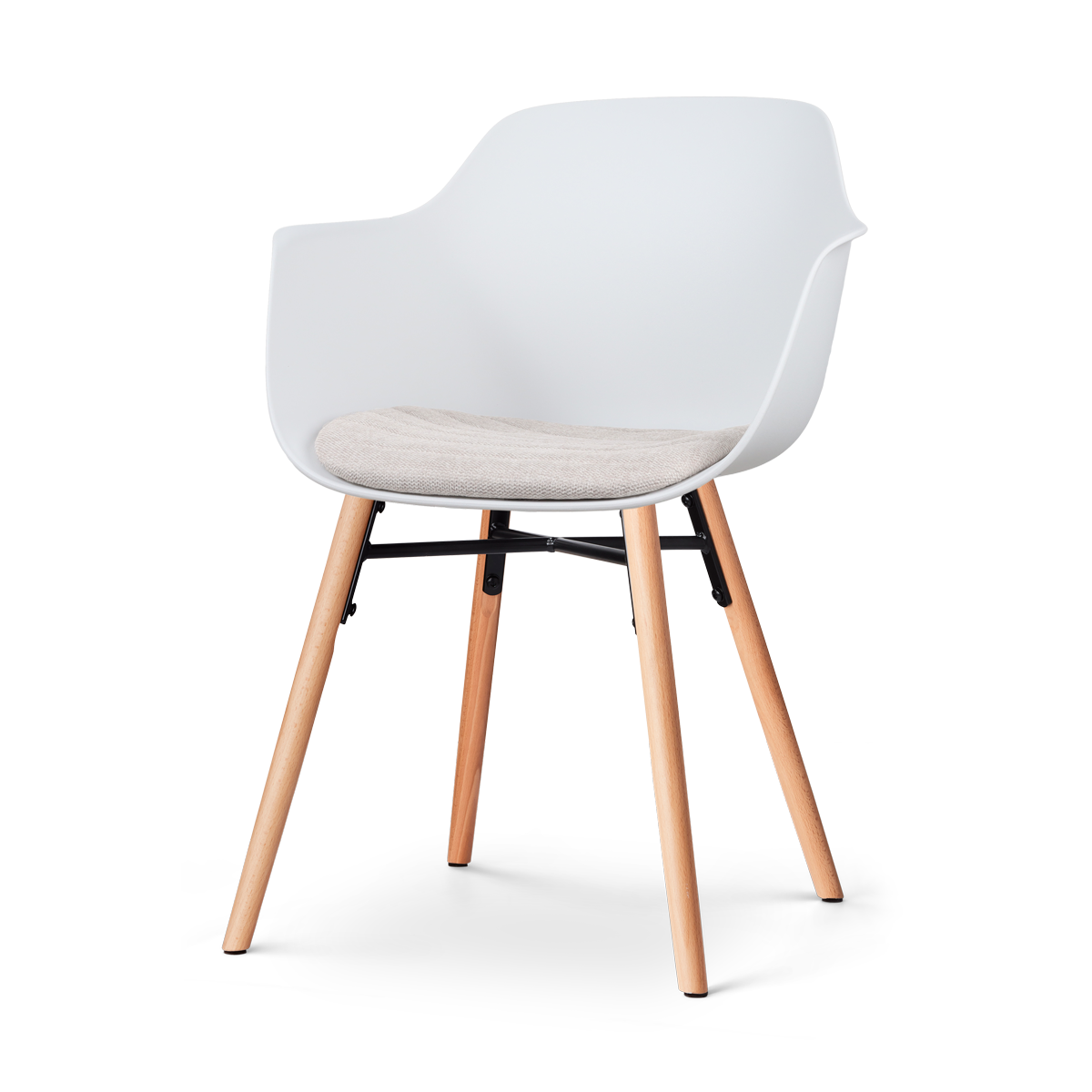 Nolon Nena-Liz Eetkamerstoel Wit - Armleuning - Beige Kussen