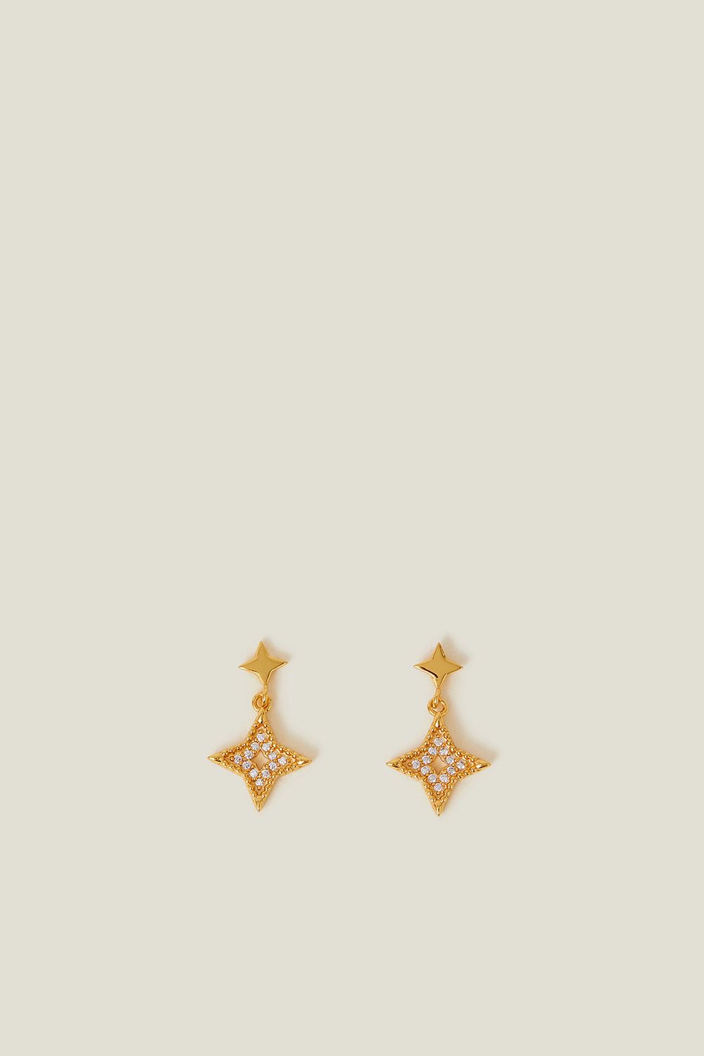 Accessorize 14ct Gold-Plated Diamante Star Drop Earrings