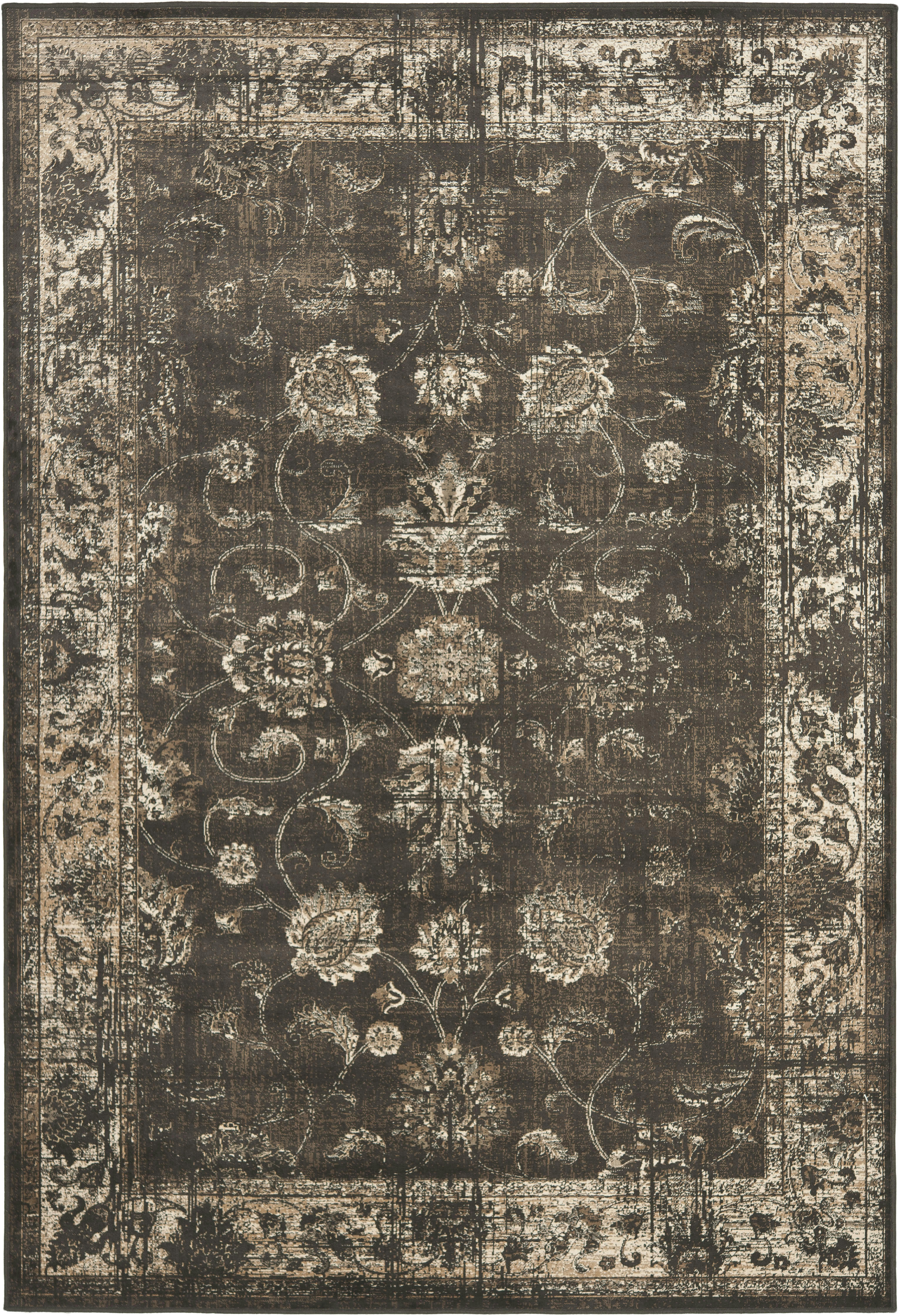 VINTAGE - Tapis de salon interieur en anthracite doux, 201 x 279 cm