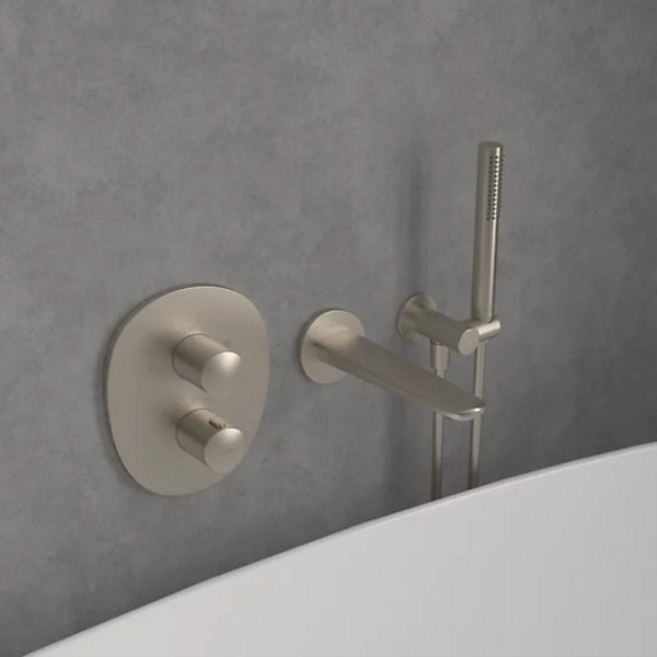 Façade thermostatique 2 voies VILLEROY ET BOCH Antao Brushed Nickel Matt   corps encastré