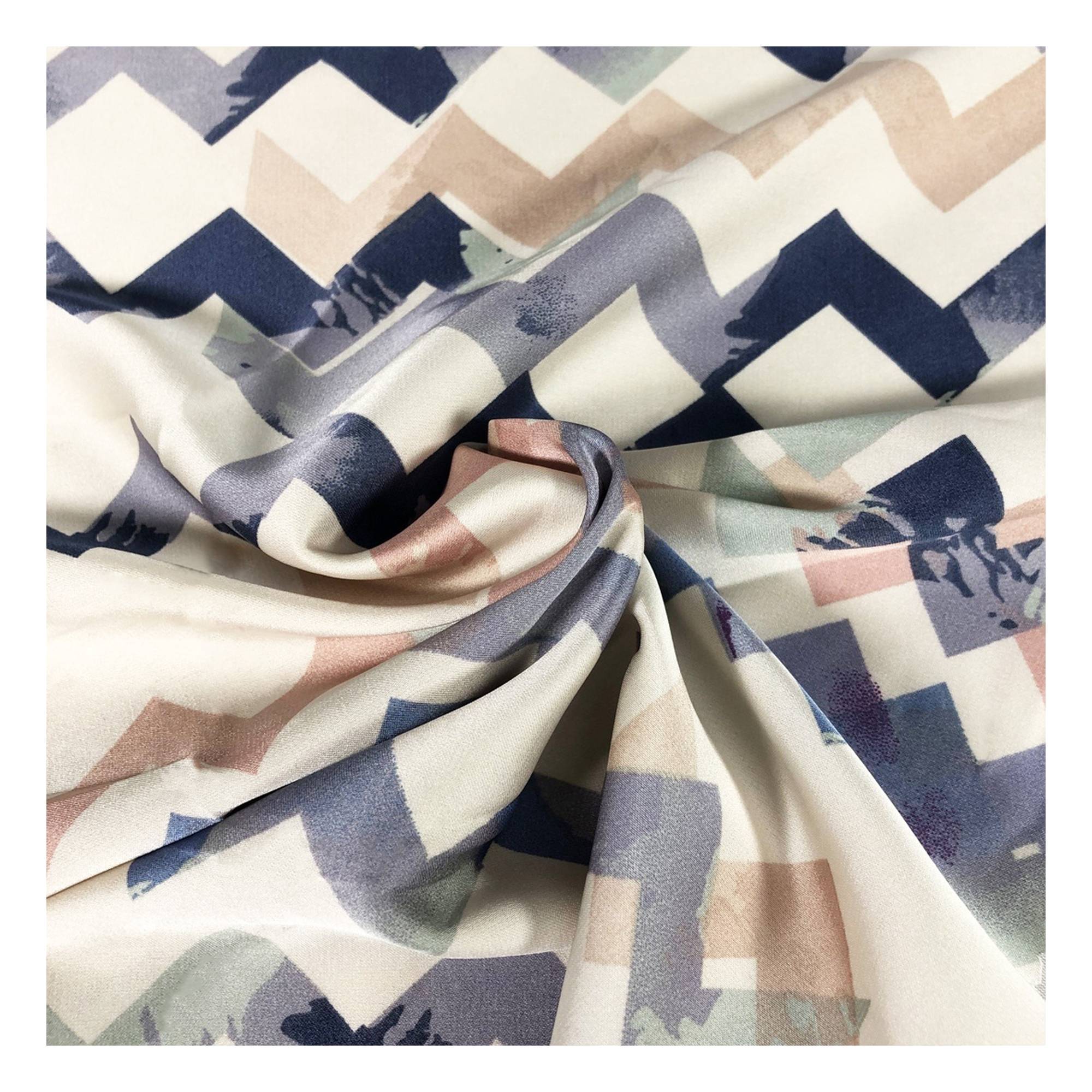 Cream Silky Zigzag Fabric by the Metre