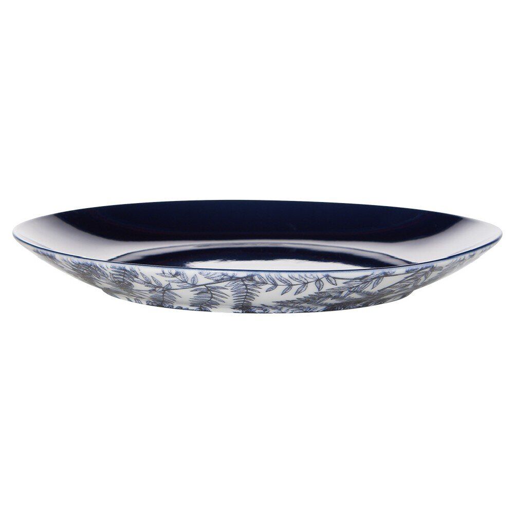 Assiette à dessert ronde motif feuillage bleu et blanc Ø20.5cm