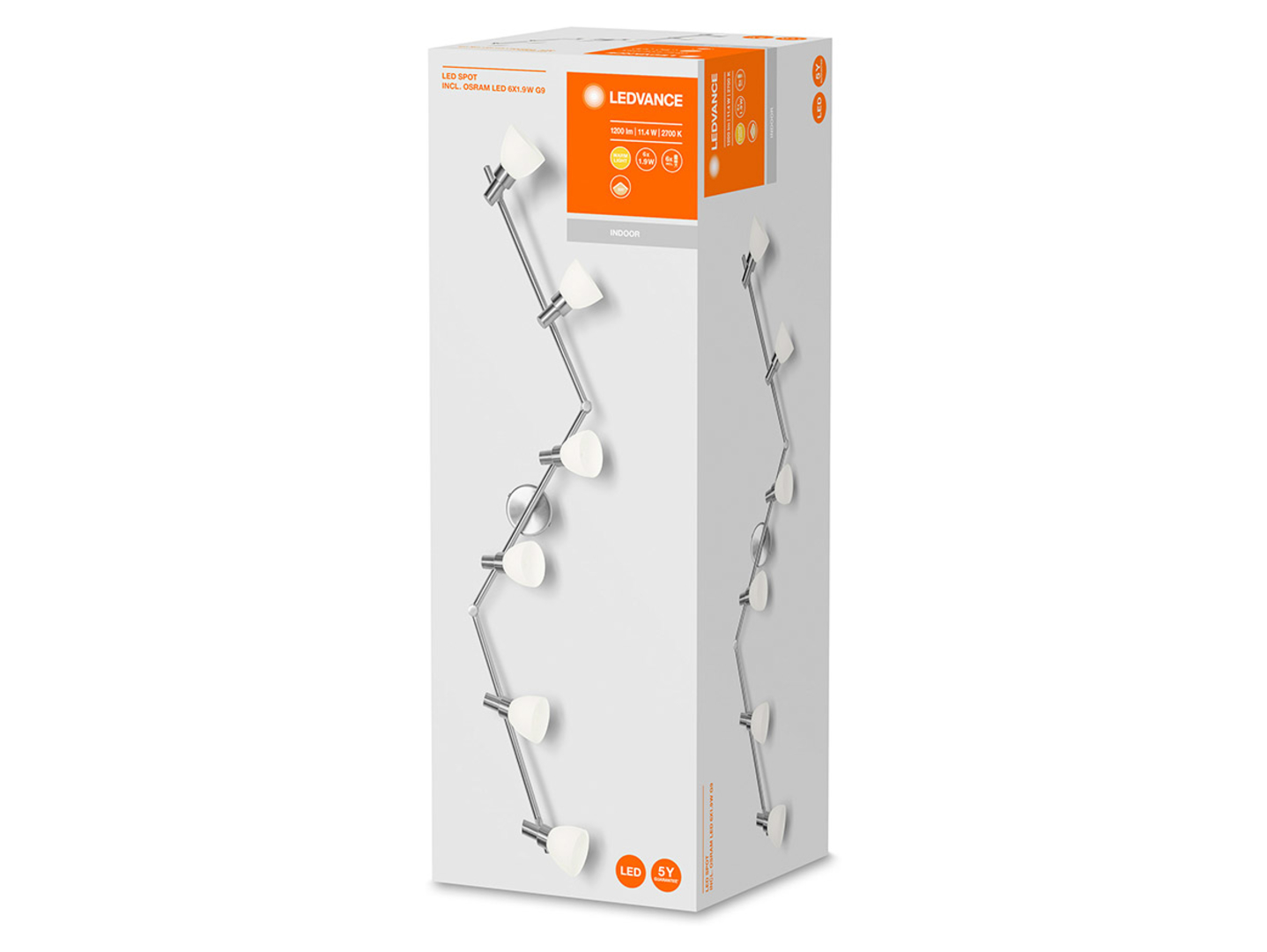Spot LED 6-punktowy aluminiowy srebrny