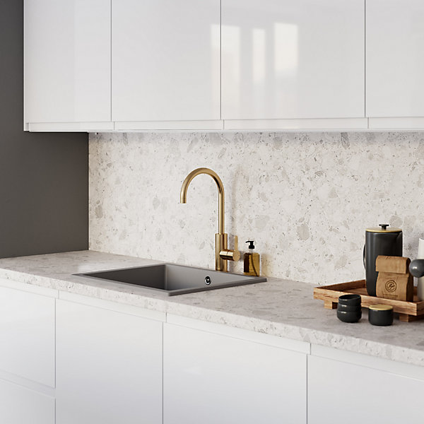 Crédence de cuisine décor ceppo gris GoodHome Berberis l.300 x H.60 x ép.0,8 cm