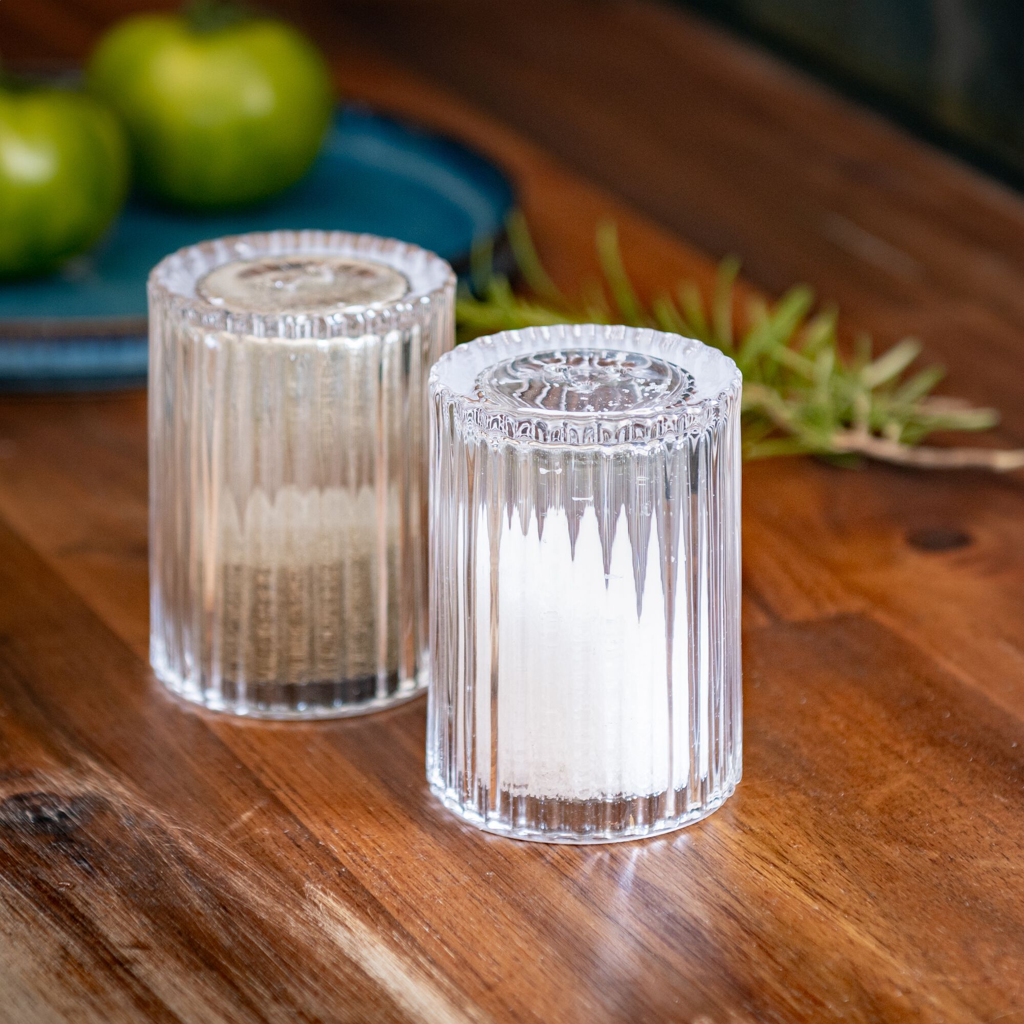 BICOU - Set de salière et poivrière en verre côtelé - transparent H8cm