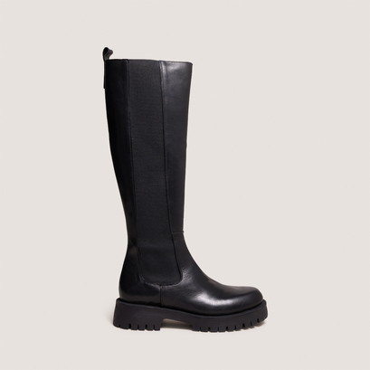 Bottes à plateformesen cuir noir | REBEL