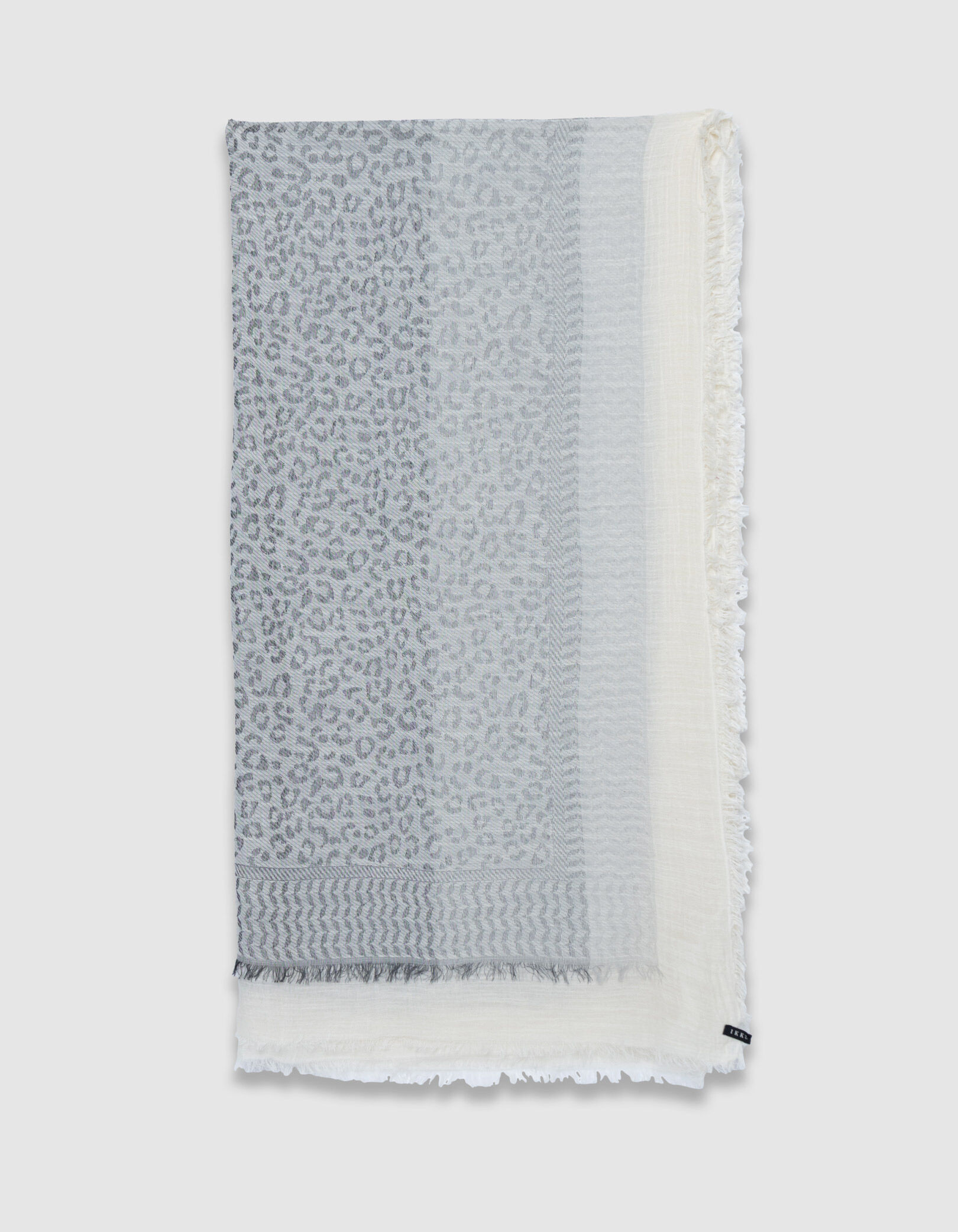 Foulard blanc jacquard motifs léopard Femme