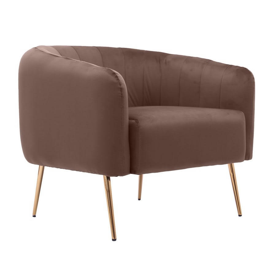 VELVET - Fauteuil design en velours marron