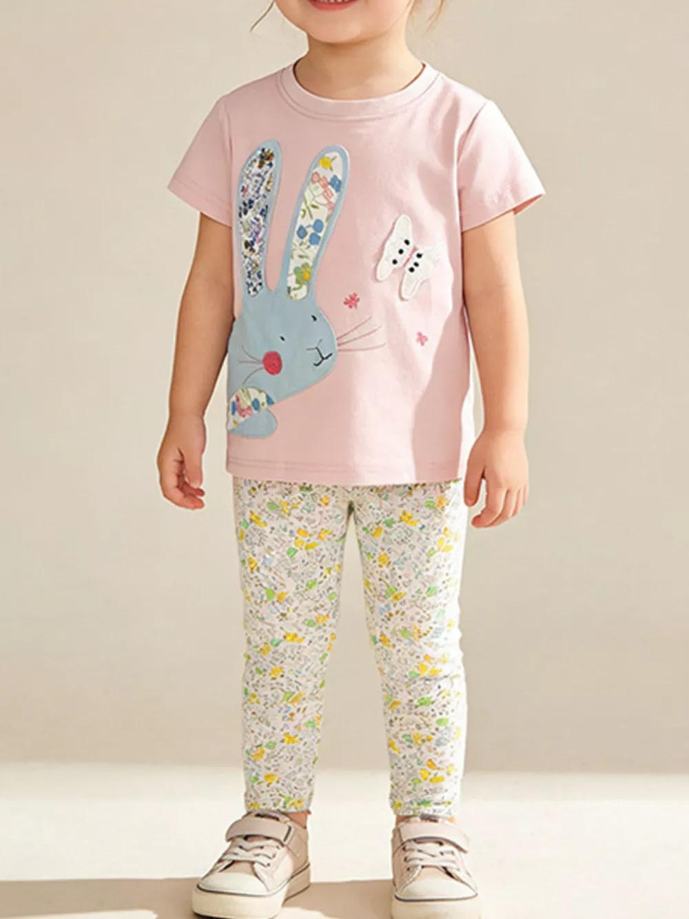 Children's Floral Bunny Top & Pants Set