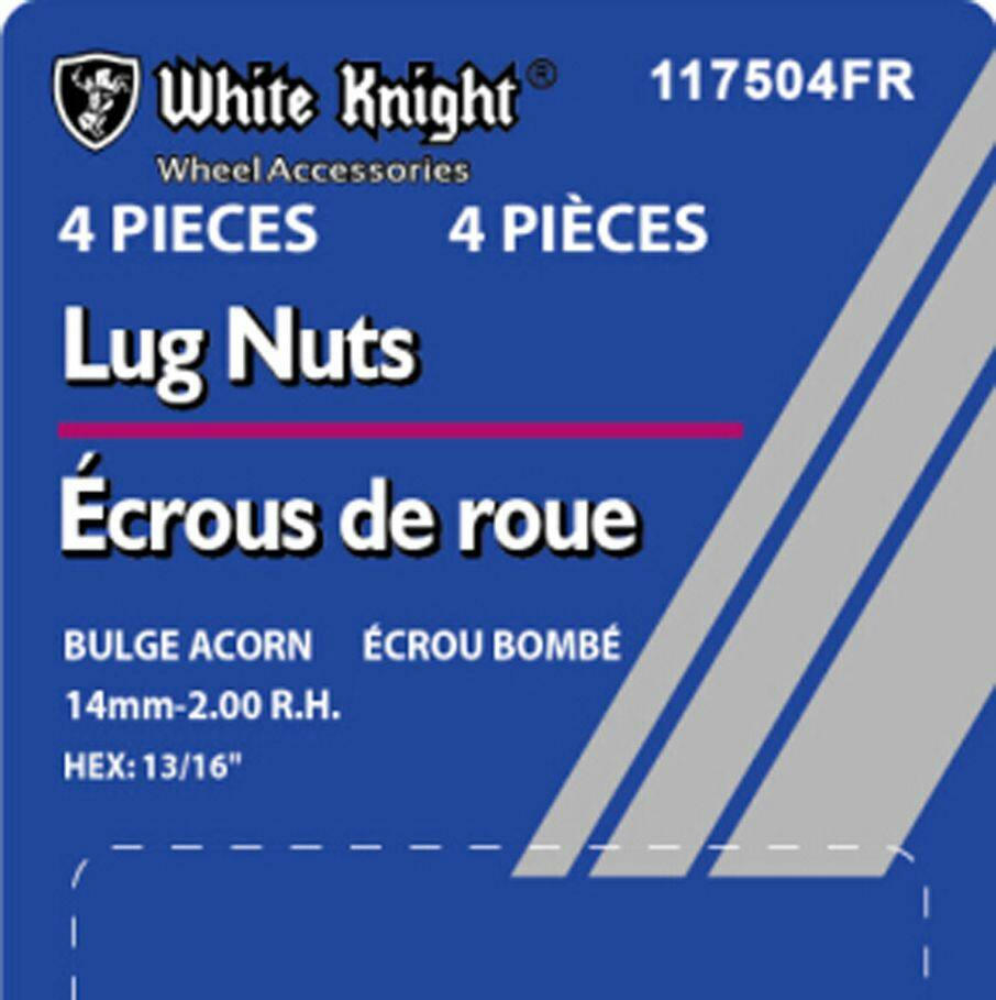 White Knight 117504FR Bulge Acorn Lug Nuts, Chrome, 4-pk