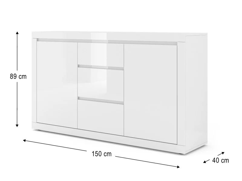Komoda BELLO BIANCO III biały mat / połysk