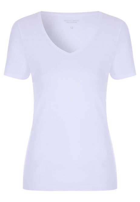 Womens White Fitted V-Neck Top