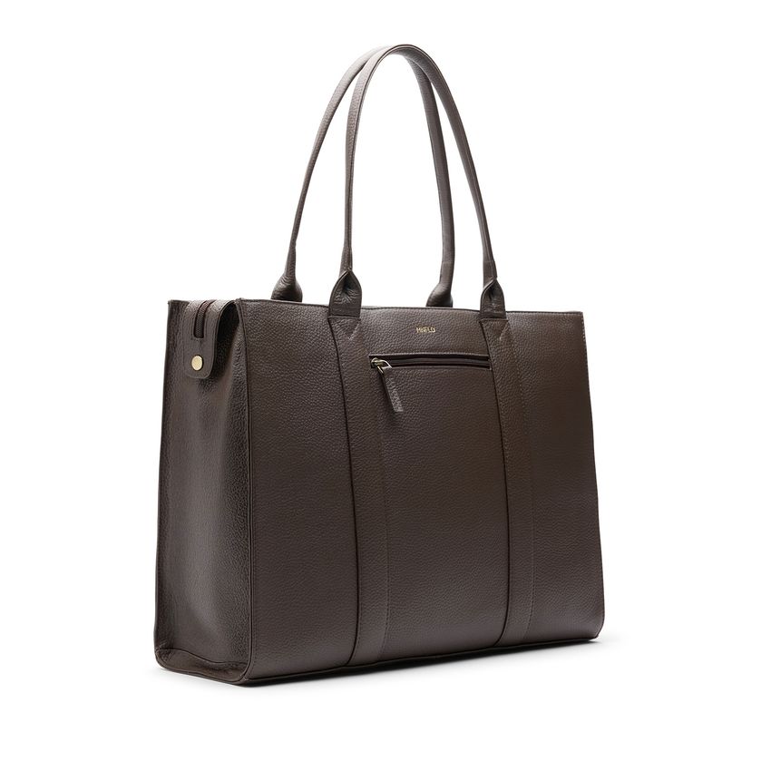 Manfield 18 inch donkerbruine leren shopper