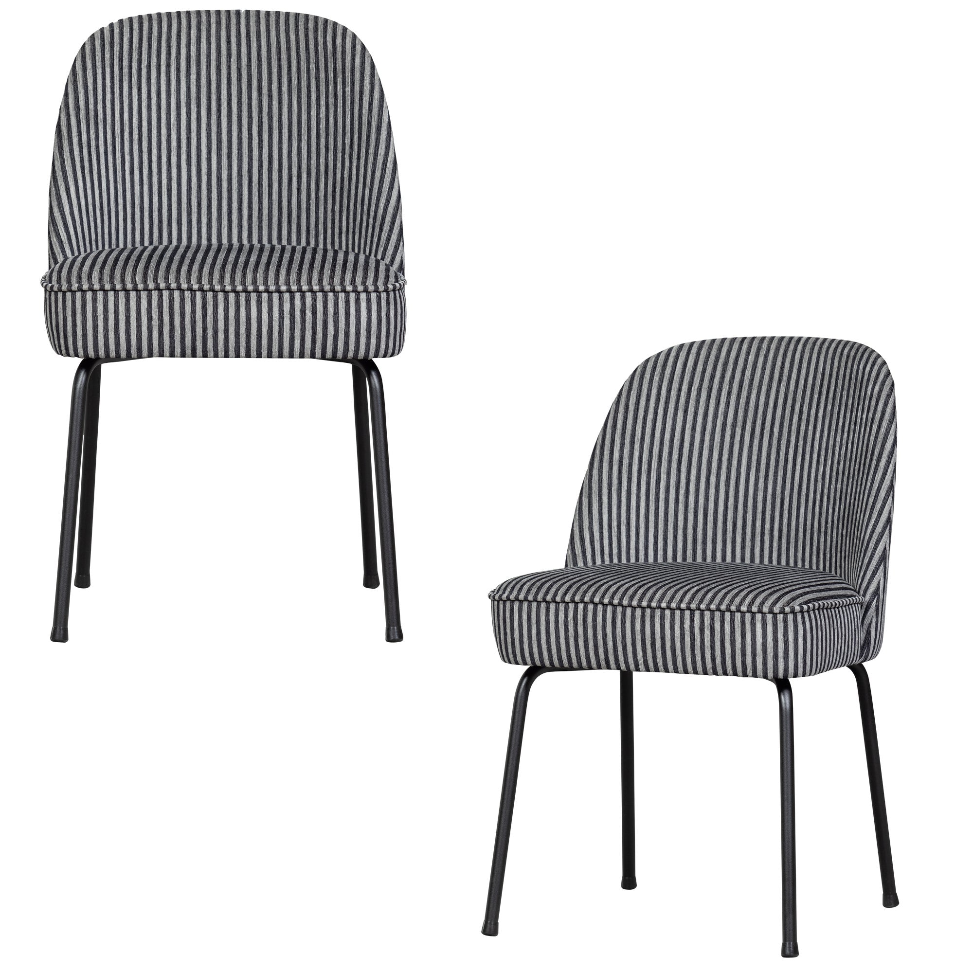 WOOOD eetkamerstoelen Vogue - Polyester - Zwart/Grijs - Set van 2