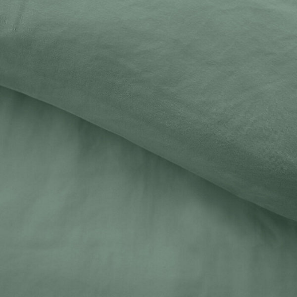 Housse de couette 240 x 220 cm microfibre unie lavée LIAM Cèdre 2 taies incluses