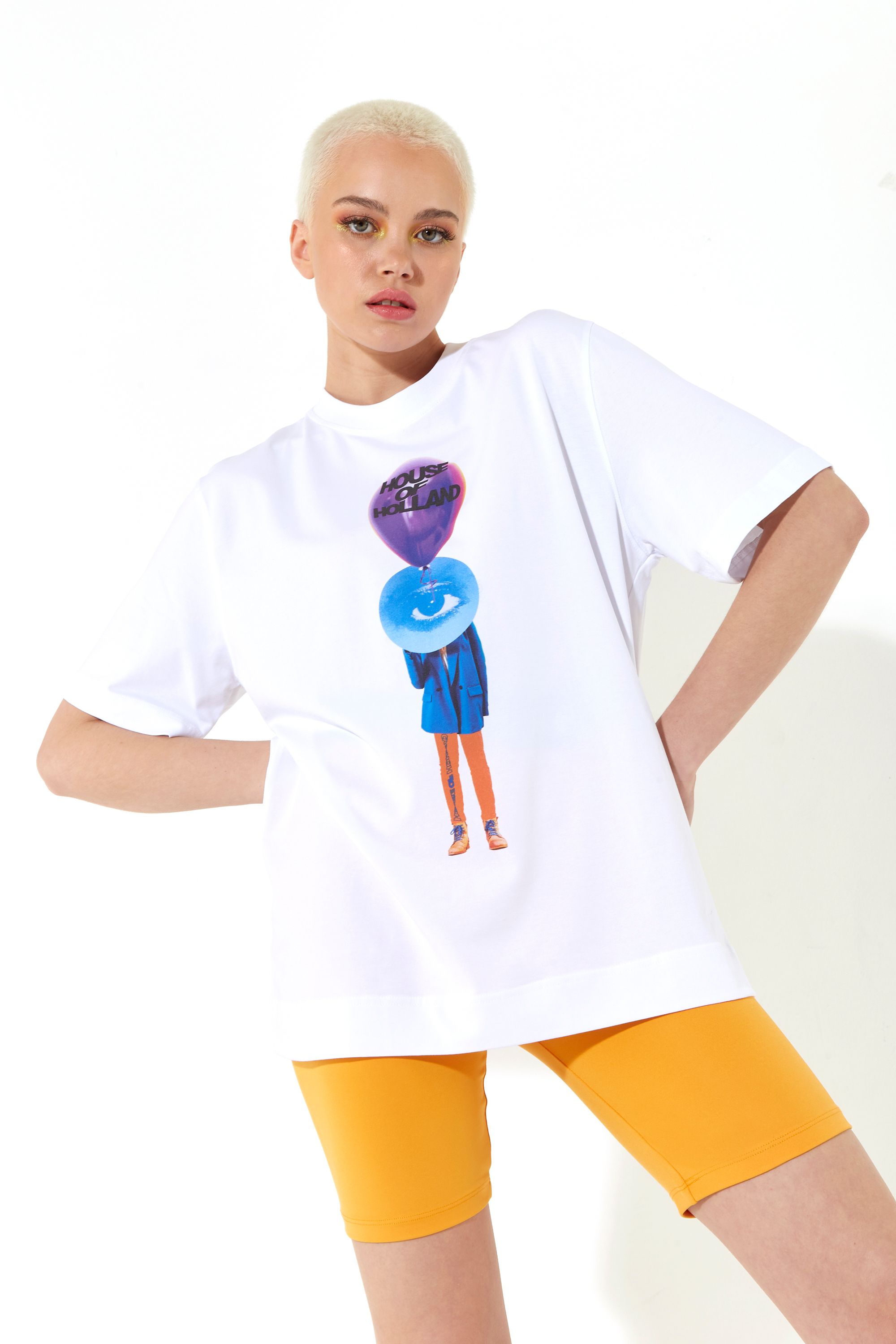 House of Holland White Balloon Digital Printed T-Shirt