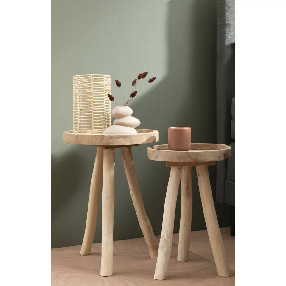 Bijzettafel Damon - naturel - 50x&Oslash;35 cm