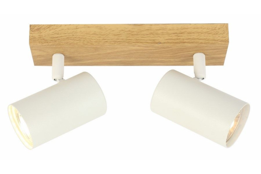 Spot sufitowy jasne drewno-biały Quentin 2xGU10x15W wym:12x26x6cm Reality