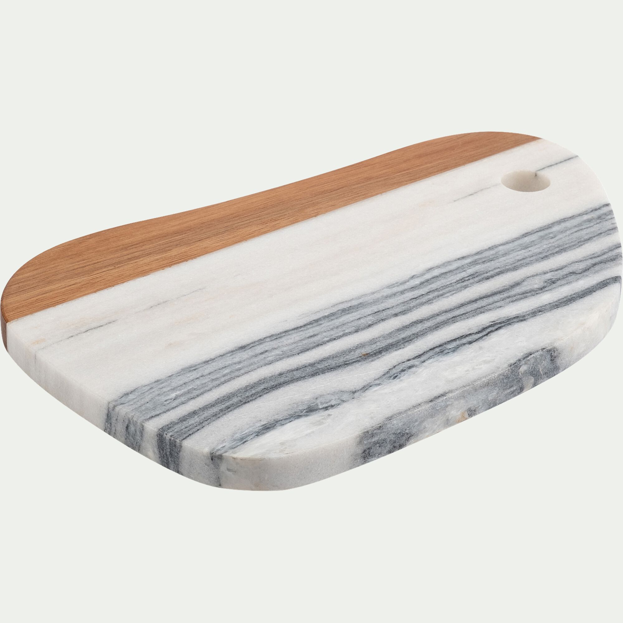 MARACA - Planche à découper en marbre et acacia - blanc
